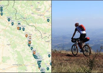Dotwatcher map and bikepacking cyclist