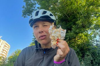 cyclist with croissant